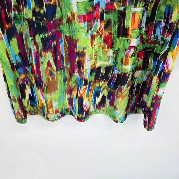 Milano Tunic Top Womens Size M Multicolor Abstract Print Scoop Neck Artsy Retro - Picture 5 of 13